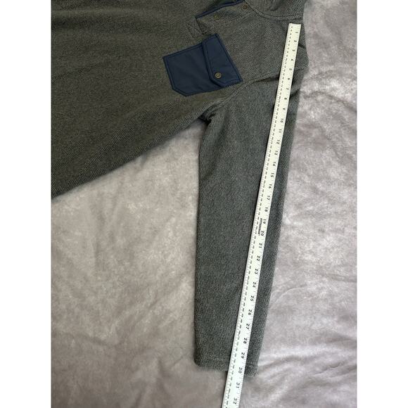 L.L. Bean Allagash Fleece Henley Men’s Medium Gray Elbow Patched Snap Mock - Picture 7 of 9